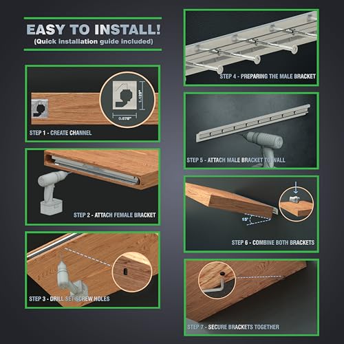 Hovr Solutions Slim Floating Shelf Bracket, 125LB, Up to 63" Shelf, 1-Pack - color: Slim, size: 4-Feet (1-Pack)