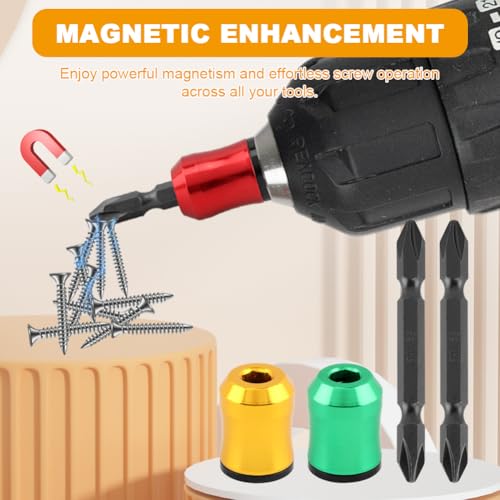 3PCS Magnetic Screw Ring for 1/4" Hex Screwdriver Bits, Removable Magnetic Bit Holder for Power Drill, Impact Driver & Screwdriver, Aluminum Screw Holding Tool
