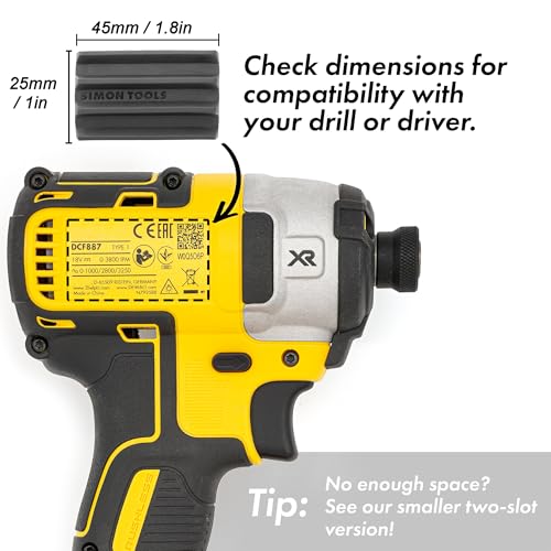 Simon Tools Magnetic Bit Holder for Impact Drivers and Drills - Super Strong Adhesive - Drill Accessory That Fits Most drills: Dewalt, Makita, Klein, Bosch and Milwaukee Bit Holder - size: 2-Pack