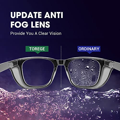 TOREGE Safety Glasses For Men,Clear Anti-Fog Anti-Blue Light Safety Goggles Scratch Resistant For Women Nurse - color: Black&gray