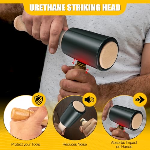 Precision 15oz Wood Carving Mallet for Woodworking, Ergonomic Wooden Handle