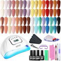 JODSONE 36 Pcs Gel Nail Polish Kit with U V Light of 32 Color Gel Polish Nail Collections Base and Top Glitter Coat Manicure Tools - color: KIT-08