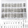 Tellegloww 600pcs Non Insulated Ring Terminal Kit, Fork Butt Connectors