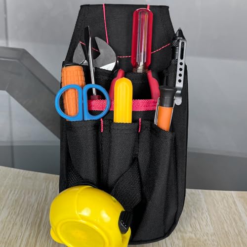Small Tool Pouch with Belt Clip, Tool Pouch Holder,Multi Pocket Holster Organizer for Electrician Construction Maintenance,Durable Lightweight - color: Red