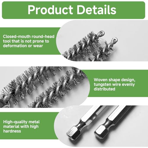 8 Pack Wire Brush Drill Bore Cleaning Brushes Set, Durable 1/4" Hex Shank Twisted Wire Brush, Different Sizes 8 9 10 11 13 15 17 19mm for Power Drill Rust