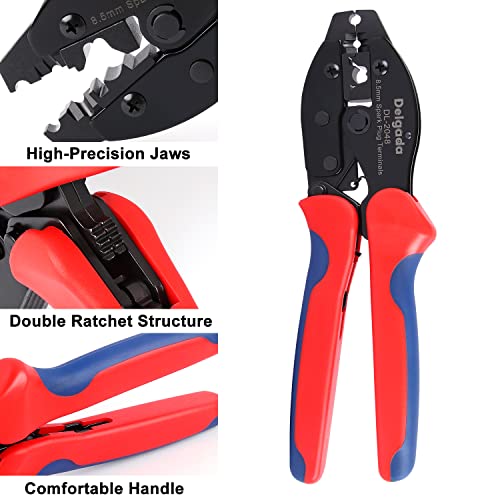 Delgada Spark Plug Wire Crimper Pliers, Ratchet Spark Plug Crimping Tool, for Crimping and Stripping Ignition Wire, Diameter 8.0-8.5mm, DL-2048