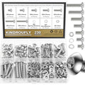 230 Pieces M5 x 8/10 /12/16 /20/25 /30mm Button Head Socket Cap Screws Nuts Washers Assortment Kit, 304 Stainless Steel, Fully Machine Thread - size: M5, style: Button Head