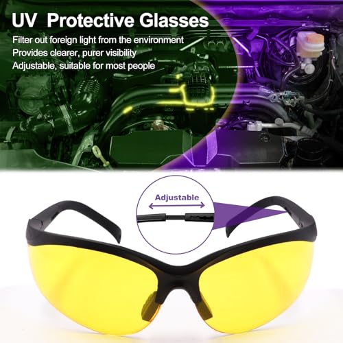 Vansky Air Conditioner Leak Detection: 100 LED Car AC UV Dye Leak Detector Kit with Protective Glasses - Automotive Professional Tool - style: 100 LED