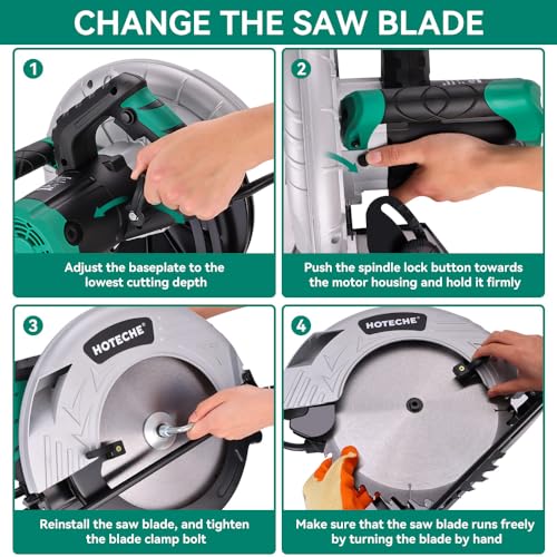 Hoteche 12-Inch Circular Saw 4-HP Compact Portable Table Saw with Saw Blade for Desktop Use - size: 12-Inch 2800W