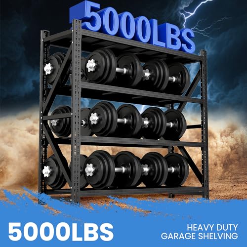 Heavy Duty Metal Shelving Units, Garage Shelves & Storage System - size: 79"W x 24"D x 75"H