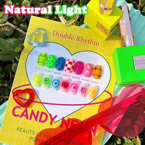 Double Rhythm 28Pcs 0.5Oz Gel Nail Polish Set Same Color Same Bottle Gel Polish Kit Nail Art Manicure Salon DIY at Home for Women (Candy Neon Collection-T24-6) - color: Candy Neon