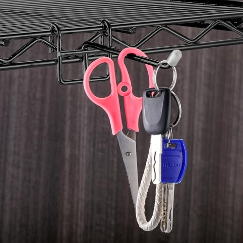 MorningRo 4 Pcs Accessory Shelving Hook for Wire Shelf Accessories, Black | Heavy Duty Metal with Rubber Cover, Fits Wire Shelves Organizing Kitchen Tools, Space-saving Storage Pantry Garage Closet - color: Black