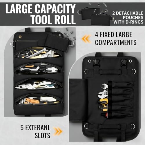 Tool Bag, Tool Roll, Wrench Roll, Heavy Duty Portable Storage