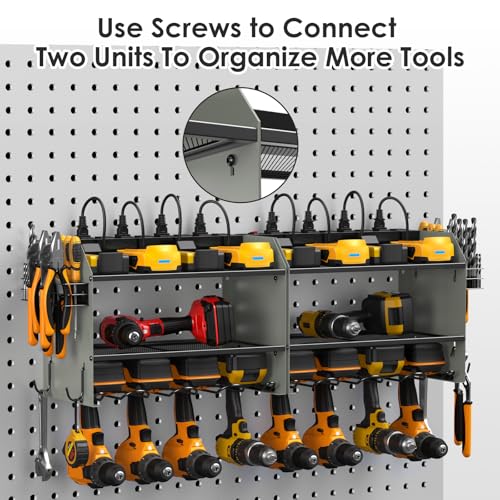 CCCEI Wall Mount Modular Tool Charging Organizer, Grey, 1 Pack, 3 Tier. - color: Grey