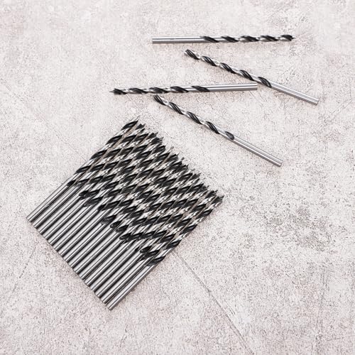 20 Pcs Drill Bits, 1/8” Carbon Steel Wood Drill Bit Set, Twist Drill Bit for Hardwood, Plywood, Plastic Round Holes and Engraving Drilling in All Types of Wood