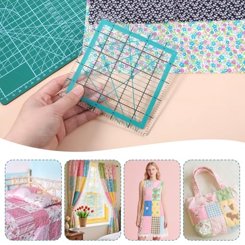 7 Pieces Quilting Rulers Templates, 2.5",3.5", 5",6.5", 8", 10",12.5" Square Sewing Ruler Fabric Cutting Rulers Acrylic Quilters Ruler with Non-Slip Pads for Quilting and Sewing