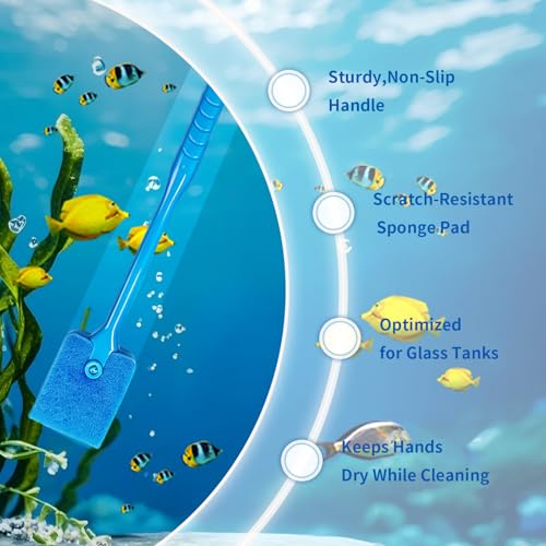 Promising Aquarium Cleaning Brush, Double Sided Sponge Fish Tank Scrubber