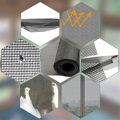 Pet Proof Window Screen Replacements 47.2"X 98.4" Window Screen Roll Door Screen Replacement Mesh Heavy Duty Screens Repair Kit for Sliding Door Patio (Folded Package)