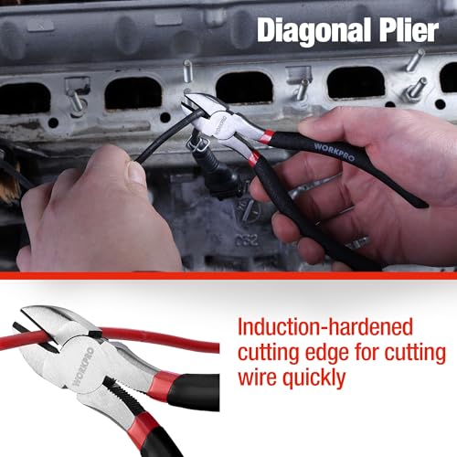 WORKPRO 7-piece Pliers Set, Pliers Tool Set with Comfort Grip, Black - color: Black