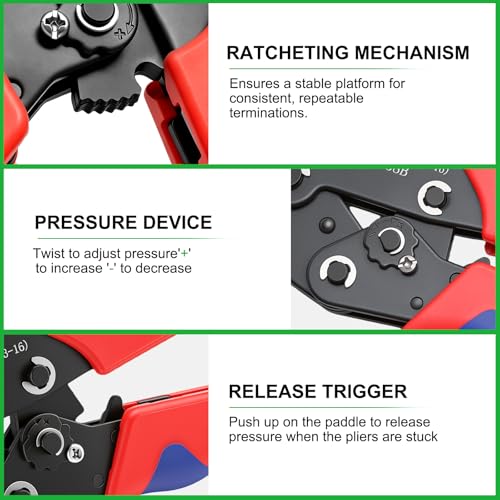 Twidec/Wire Crimping Tool with Ratchet 24-16 AWG Wire Crimping Pliers,Ratchet Wire Crimper Tool for Open Barrel Terminal Connectors,Electrical Crimping Tool SN-58B - style: SN-58B AWG24-16