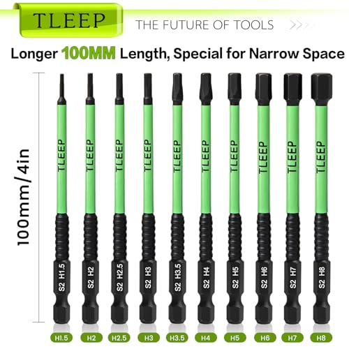 20 x Metric & SAE Allen Wrench Drill Bit Set 1/4" Hex Shank 4" Long Impact Wrench Hex Key Set, Magnetic Tips Allen Wrenches Sets S2 Steel, Latest Version Black Allen Key Set - size: C.5/64" to 5/16", 1.5mm to 8mm