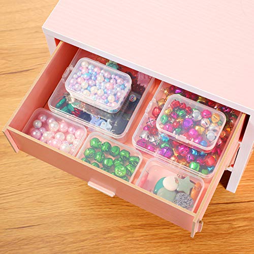 SATINIOR 24 Packs Small Clear Plastic Beads Storage Containers Box with Hinged Lid for Storage of Small Items, Crafts, Jewelry, Hardware(1.7 x 1.7 x 0.8 in) - size: 1.7 x 1.7 x 0.8 in