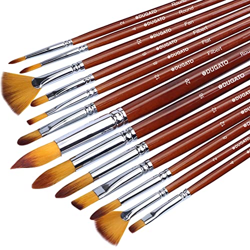 DUGATO Artist Paint Brush Set, 13-Piece Long Handle Oil Paint Brushes