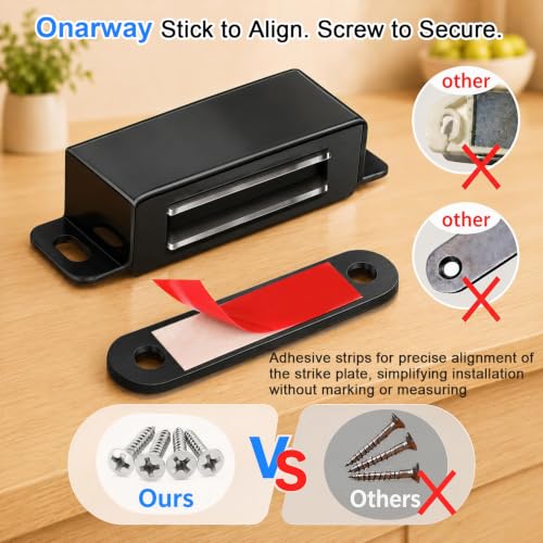 Strong Cabinet Magnets for Closure 20 lbs 6 Pack - Pet-Proof Your Closet - color: Black, size: 20lbs x 6