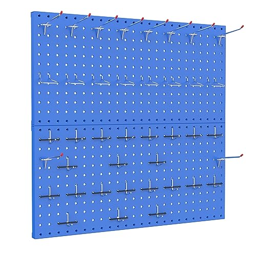 TORACK Metal Pegboard Wall Organizer 24"x24" 70 PCS Tool Storage Pegboards - color: Blue