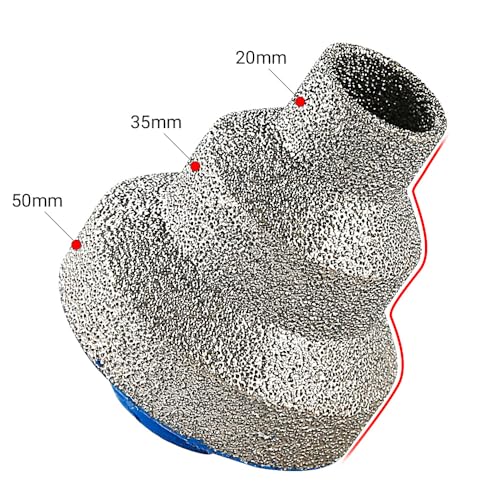 LOZLIN 20/35/55mm Dry Wet Diamond Hole Saw,Vacuum Brazed Step Drill Bit 5/8-11 Thread Anti Chip Hole Opener for Tile Porcelain Granite Marble Quartz Stone Drilling for Angle Grinder
