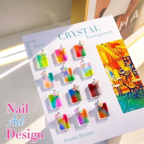 Double Rhythm 28Pcs 0.5Oz Gel Nail Polish Set Same Color Same Bottle Gel Polish Kit Nail Art Manicure Salon DIY at Home for Women (Neon Jelly Sheer Collection-T24-11) - color: Bright Red Green Blue