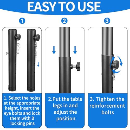 VinBee Folding Table Leg Extenders,Folding Table Risers,4-Levels Height Adjustable Risers for DIY & Office,Dining,Standing Desk 4 Pack (17.3 inch) - size: 17.3 inch(4 LEVELS)
