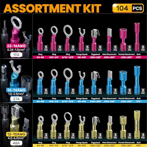 SOMELINE Crimping Tool Kit, 22-10 AWG, 24 Types Heat Shrink Wire Connectors