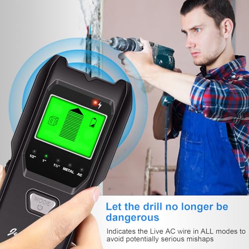 Stud Finder Wall Scanner, 5 in 1 Multifunction Stud Locator with Upgraded Smart Sensor, HD LCD Display and Audio Alarm for The Center & Edge of Metal, Studs, AC Wire, and Pipe Detection (Charcoal) - color: Charcoal