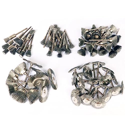 80 Pcs Rotary Tool Wire Brushes Set,Stainless Steel Wire Wheels Pen Brush Kit Accessories for Rotary Tool,for Rust Removing Rotary Brushes for Machines