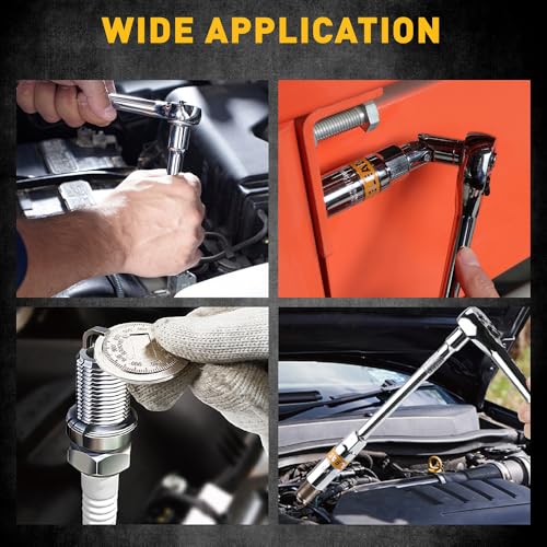 ELEAD 6-Piece 3/8" Drive Spark Plug Socket Set with Spark Plug Gapper, SAE & Metric, 5/8", 3/4", 13/16", 14mm, 18mm, CR-V Sockets with Rubber Holding Rings - size: 6-Piece Spark Plug Socket Set