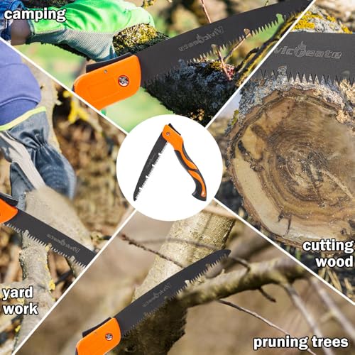Vivicreate Folding Pruning Saw 12 Inch Hand Saw for Tree Trimming Wood Cutting Camping Bushcraft Foldable Tree Saw with Triple Cut Teeth and Non Slip Handle