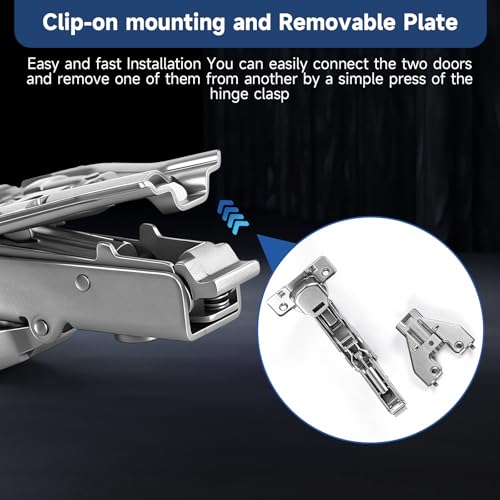 HJ 165 Degree Corner Cabinet Hinges, 2 Pack Lazy Susan Hinges, Face Frame Soft Close Concealed Hinges for Kitchen Corner Cabinet Folding Doors, 3D 6-Way Adjustable Replacement Hardware - size: 165°
