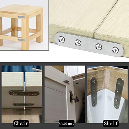 Mending Plate 40 PCS Stainless Steel Straight Joining Brace and Corner Bracket with Screws 2 in 3 in Flat Repairing Fixing Plates with 0.8 in 1.6 in L Shelf Bracket Corner Brace - style: Silver Straight & Corner with Screws