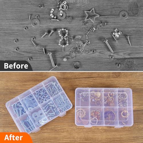 QUEFE Bead Organizer Box 2 Pack 8 Grid Plastic Tackle Box Storage Dividers - size: 2pcs