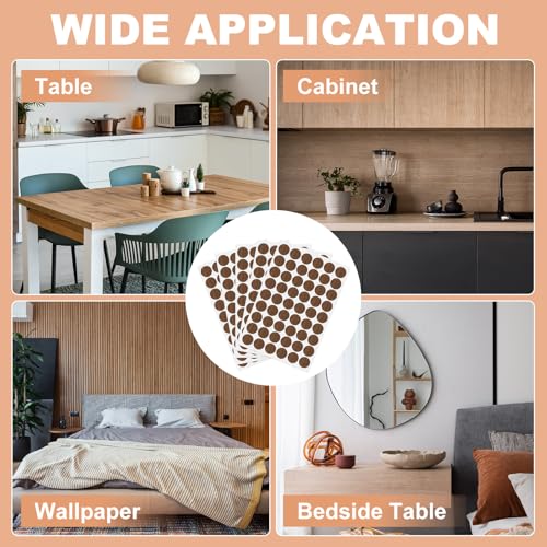 PATIKIL 270 Pieces Screw Hole Stickers, 5 Sheet Self-Adhesive Waterproof PVC Wood Grain Sticker for Screw Holes Wall Cabinets Desk Repairing, Light Walnut, 21mm/0.83 Inch - color: Light Walnut