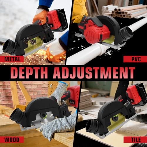 Mini Circular Saw for Milwaukee 18V Battery, 12000RPM 4 Inch Small Brushless Circular Saw, Cutting Depth 0.8"(20mm) for Wood, Soft Metal, Plastic, Drywwall, Tile Cuts(No battery)