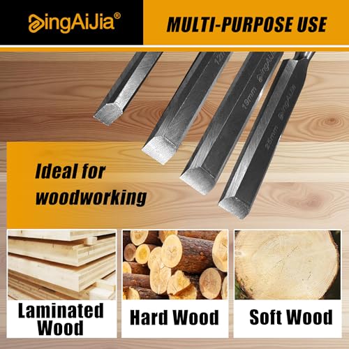 4 Pcs Wood Chisel Set for Woodworking (1/4", 1/2", 3/4", 1")