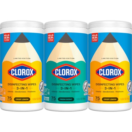 Clorox Disinfecting Wipes Back to School Variety Pack, 75 Count Each, Pack of 3 (Package May Vary)