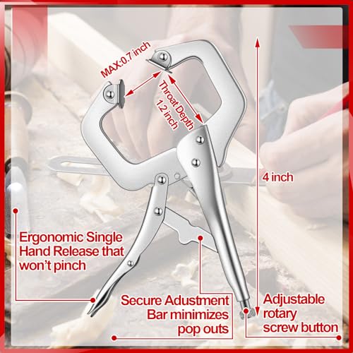 Yexiya 10 Pcs Locking C Clamps, Adjustable with Swivel Pad, 10 Pcs, 4 Inch - size: 4 Inch