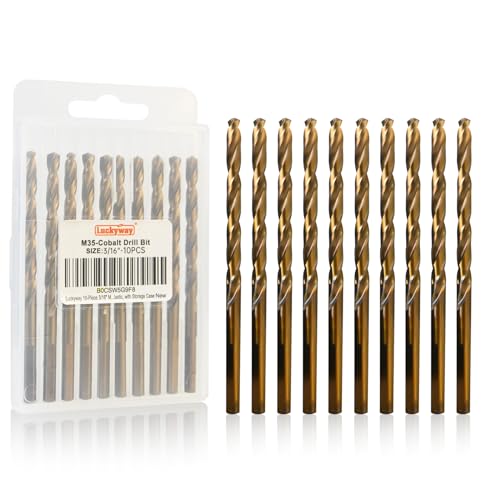 Luckyway 3/16 Inch Cobalt Drill Bits (10 Pack), M35 HSS Metal 3/16" Drill Bit Titanium Coated for Hard Metal, Stainless Steel, Cast Iron, Wood and Plastic, with Storage Case - style: 3/16" (10Pcs) Cobalt Drill Bits