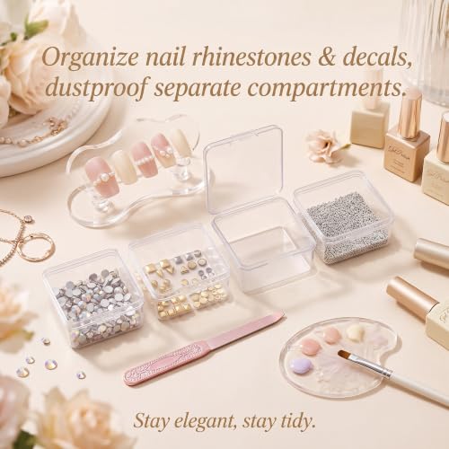 SATINIOR 24 Packs Small Clear Plastic Beads Storage Containers Box with Hinged Lid for Storage of Small Items, Crafts, Jewelry, Hardware (2.5 x 2.5 x 1.6 in) - size: 2.5 x 2.5 x 1.6 in
