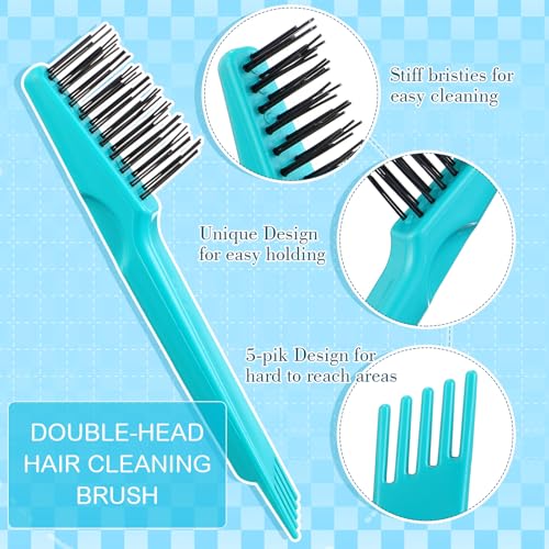 Boao 2 Pack Hair Brush Cleaner,Green,Wood Color,Polished Wooden Handle Rake - color: Green, Wood Color, style: Polished Wooden Handle Rake