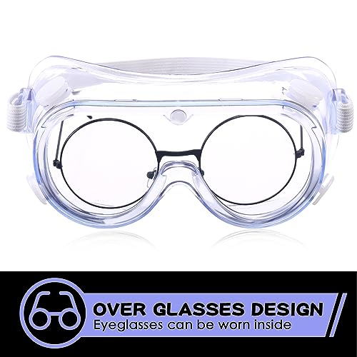 Yunsailing Protective Safety Goggles Lab Over Glasses Clear Anti Fog Eye Protection Goggles for Men Women - color: Clear White