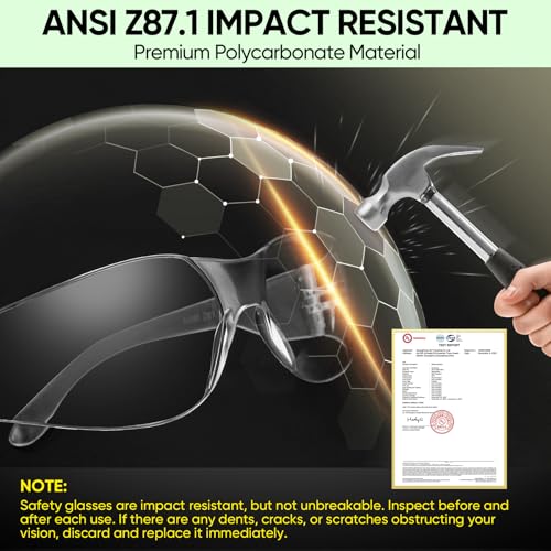 TICONN Clear Safety Glasses for Men & Women, ANSI Z87.1 Safety Goggles - style: 48 Pairs